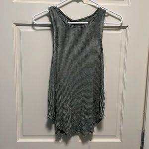 American Eagle Outfitters Green Stripe Twist Open Back Tank Top
